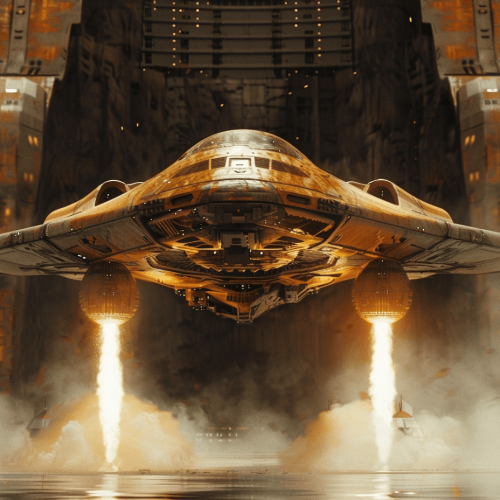 a spaceship taking off